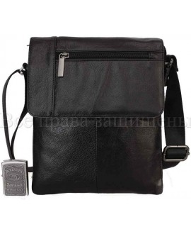 Красивая мужская кожаная сумка чёрного цвета NV-1013-black