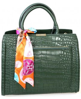 Стильная женская кожаная сумка с платком от SK Leather Collection SK3032-GREEN