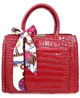 Стильная женская кожаная сумка с платком от SK Leather Collection SK3032-RED