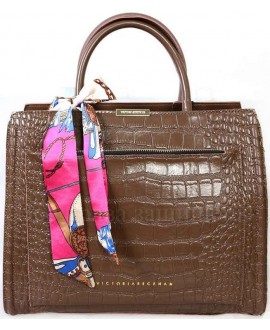 Стильная женская кожаная сумка с платком от SK Leather Collection SK3032-BROWN