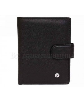 Большое кожаное портмоне - бумажник из натуральной кожи со съемной визитницей мир кошельков опт AM33BLACK