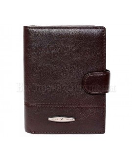 Компактное темно-коричневое портмоне с отделением для паспорта