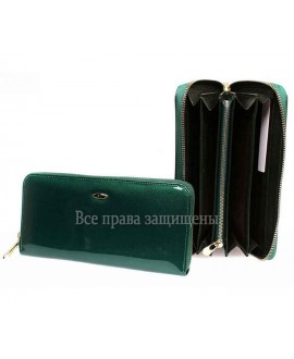 Клатч- кошелёк женский зеленый лаковый BC201 DARK GREEN