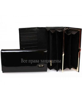 Кошелёк- бумажник женский с монетницей внутри кожаный BC46 BLACK