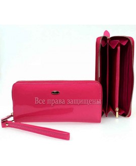 Женский яркий лаковый клатч- кошелек кожаный BC38 PLUM RED