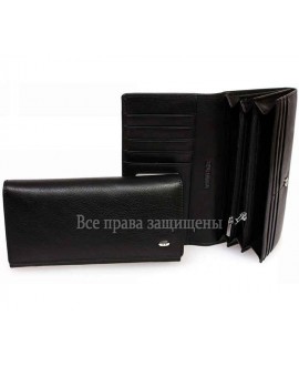 Матовый кошелёк из натуральной кожи чёрного цвета ST634 BLACKw