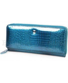 Светло-голубой лаковый кошелёк из натуральной кожи HAE-202-light-blue