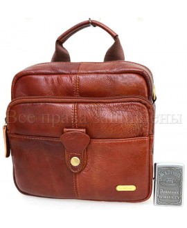 Недорогая коричневая кожаная сумка на пояс SK332-Brown