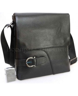 Стильная кожаная сумка через плечо SK715-black