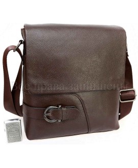 Стильная кожаная сумка через плечо коричневая SK715-brown