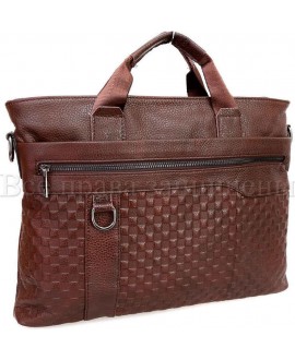 Кожаная сумка для документов и ноутбука коричневая SKA1203-brown