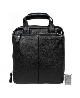 Черная деловая кожаная сумка под документы А4 с отделением для планшета av-2-9341