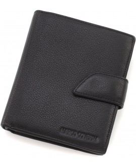 Невеликий чоловічий портмоне вертикального типу з натуральної чорної шкіри 10,5х12,5х3 Marco Coverna (jzm-137310)Чорний