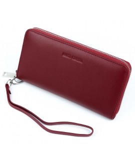 Шкіряний жіночий гаманець з ручкою Marco Coverna MC-7003-4 (JZ6688) бордовий