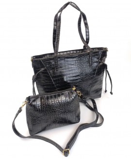 Комплект сумок для девушек два в одном рифленый (2 в 1) JZ NS805-4 черная