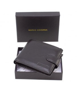 Мужское портмоне из кожи с зажимом для денег 11х9,5х2,5 Marco Coverna M13 (21588) черный