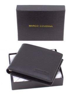 Чоловічий стильний гаманець зі шкіри 10,5х8,5 Marco Coverna M101(18760) чорний