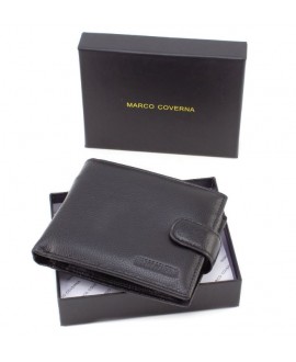 Вместительный кошелек из кожи с секцией для документов 12х10 Marco Coverna M103 (21597) черный