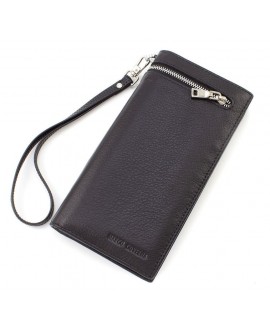 Шкіряний чоловічий гаманець на блискавці з блоком під багато карток 10х19,5 Marco Coverna 9006(18145) чорний