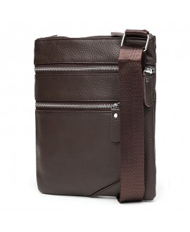 Чоловіча шкіряна сумка плоска JZ SB-JZK1307-коричнева