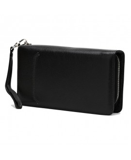 Чоловічий шкіряний гаманець клатч на блискавці JZ SB-JZK17m106-black
