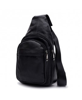 Мужская сумка-слинг кожаная JZ SB-JZK1081bl-black