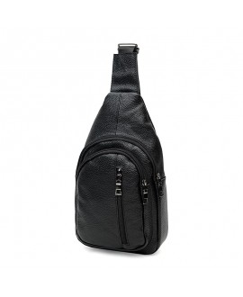 Мужская сумка-слинг кожаная JZ SB-JZK1082bl-black
