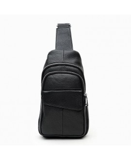 Мужская сумка-слинг кожаная JZ SB-JZK13316bl-black