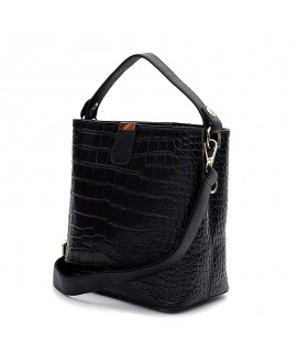 Женская сумка кожаная шоппер с ручками JZ SB-JZK1KD733rep-black